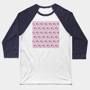 Pink Abstract Round Squares Pattern Baseball T-Shirt